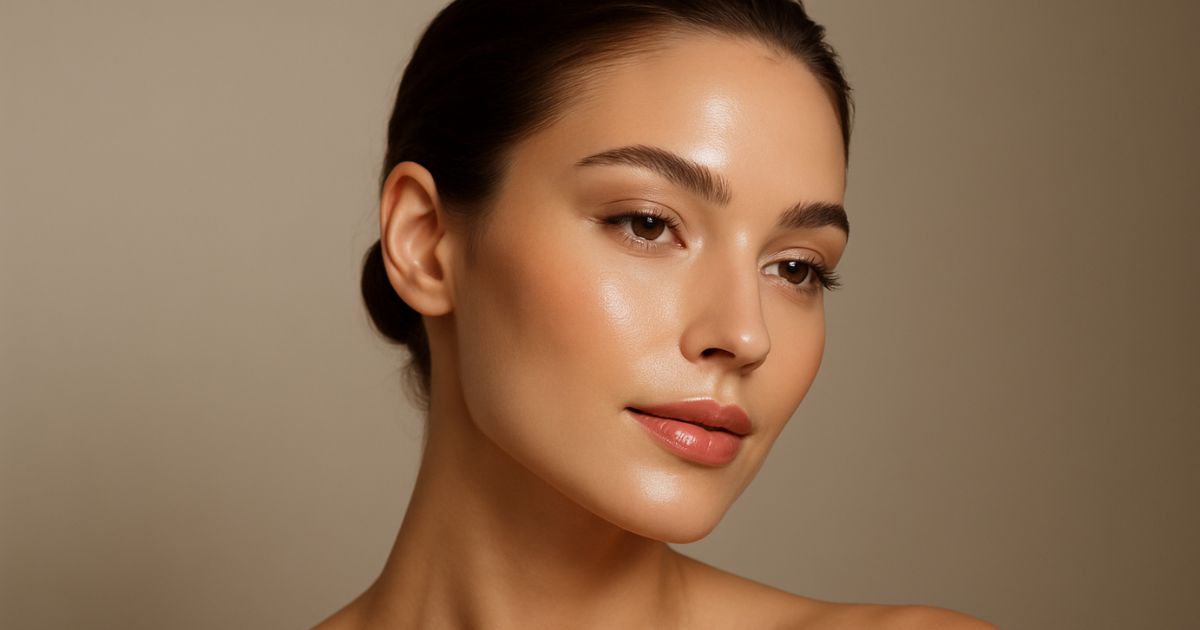 A beautiful woman in a side view with a glamourous face.